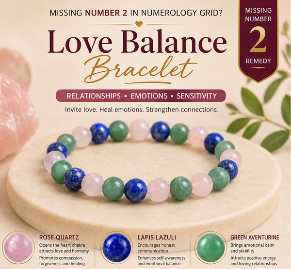 Love Balance Bracelet with Rose Quartz, Lapis Lazuli and Green Aventurine crystals